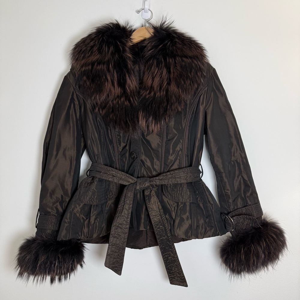 Luxurious Fur-Trimmed Brown Jacket